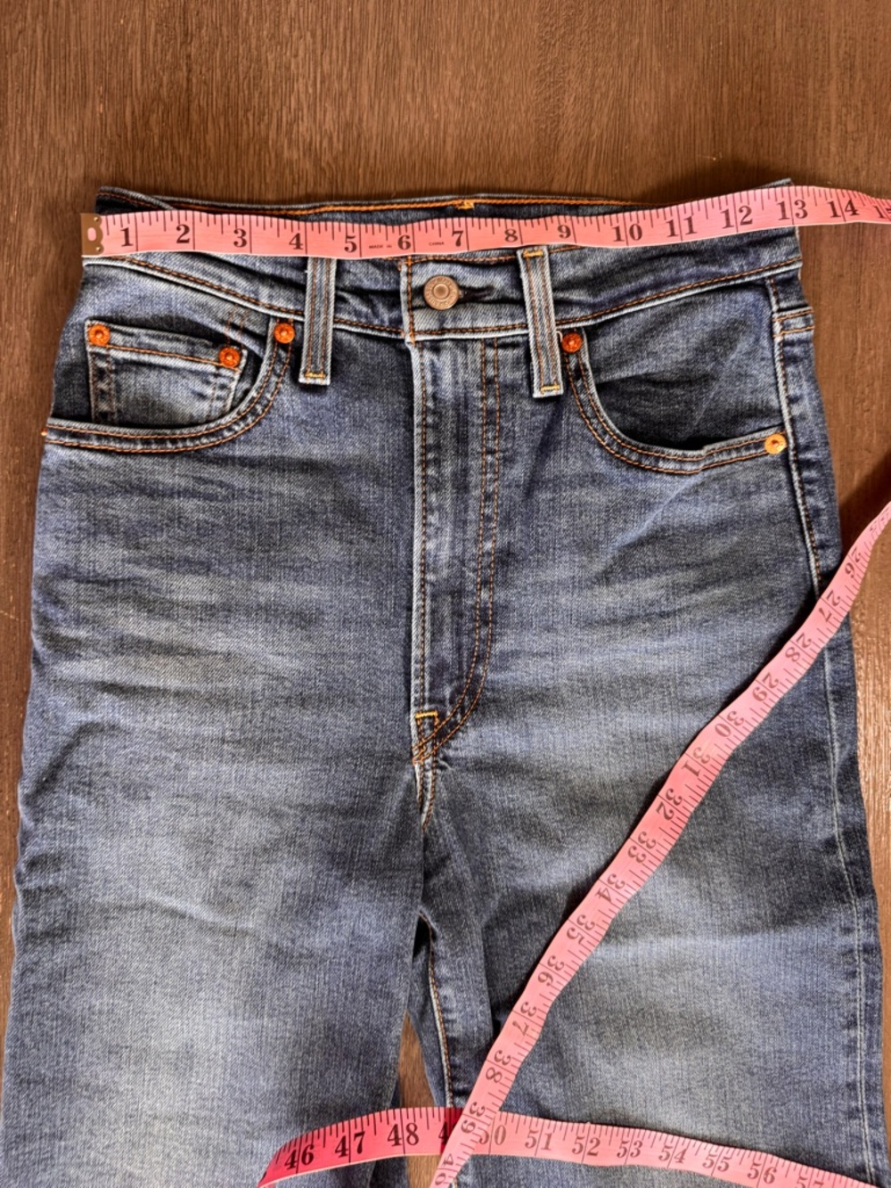 Levi’s Ribcage Bell Bellbottom Denim Jeans Dark Blue Flare 27 - Picture 11 of 13